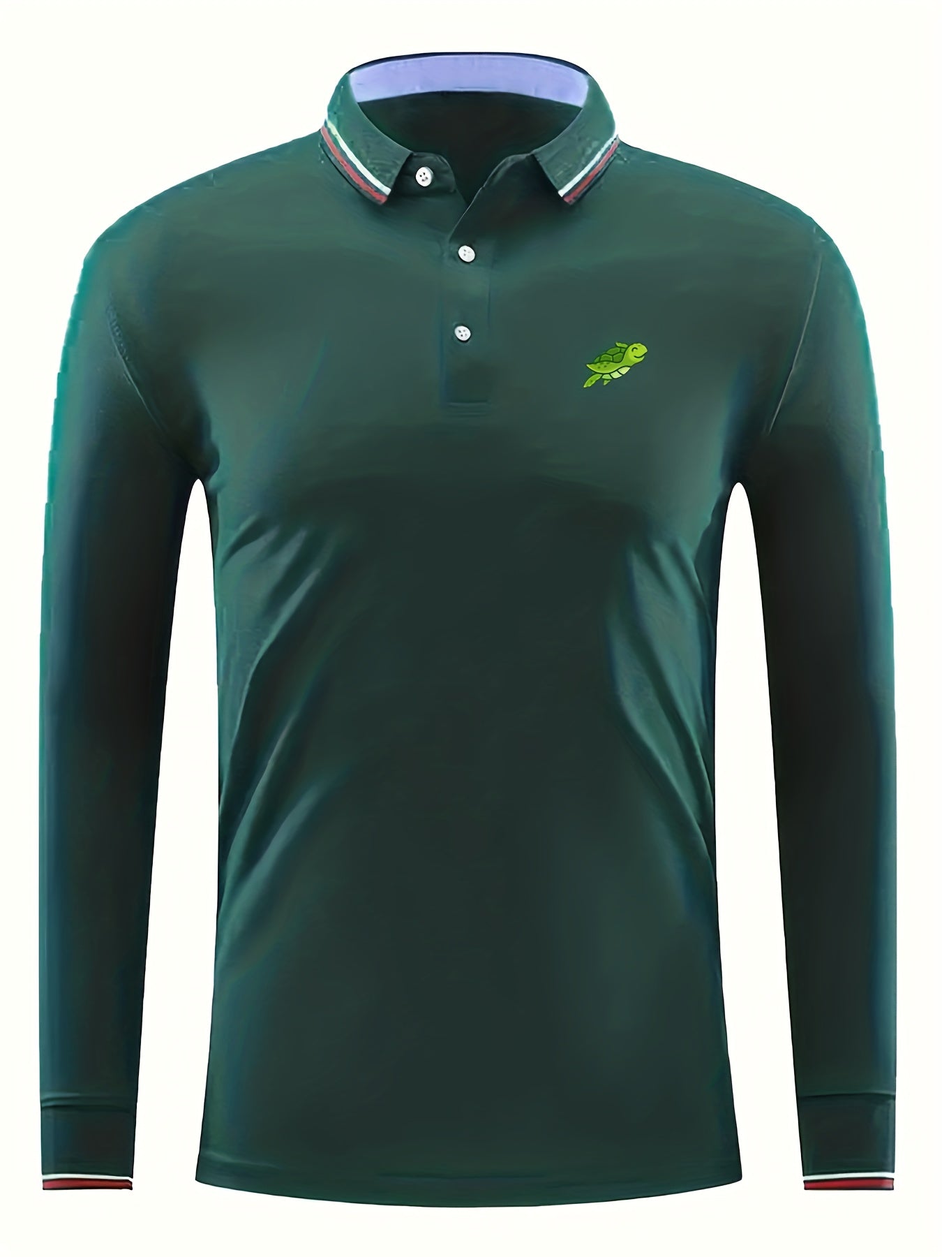 Men's Turtle Print Long Sleeve Polo Shirt