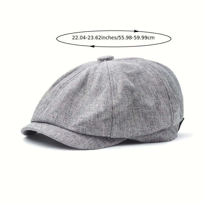 Linen Adjustable Newsboy Cap for Men's Dad Spring Autumn