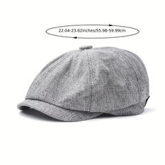 Linen Adjustable Newsboy Cap for Men's Dad Spring Autumn