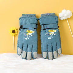 Kids' Warm Waterproof Cartoon Cycling Gloves, Ages 8-11