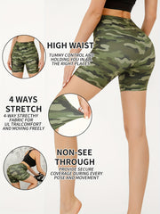 Camouflage Print Biker Shorts High Waisted