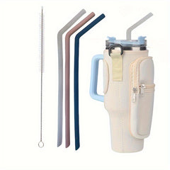 3pcs Reusable Silicone Curved Straws for 32-40oz Tumblers with Carrier Bag