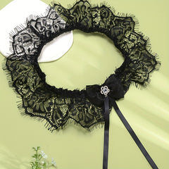 Crystal Inlaid Lace Leg Band Sexy Bridal Accessory Leg Elastic Strap