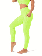 Honeycomb Yoga Leggings With Pocket High Waist Sports Tight Pants