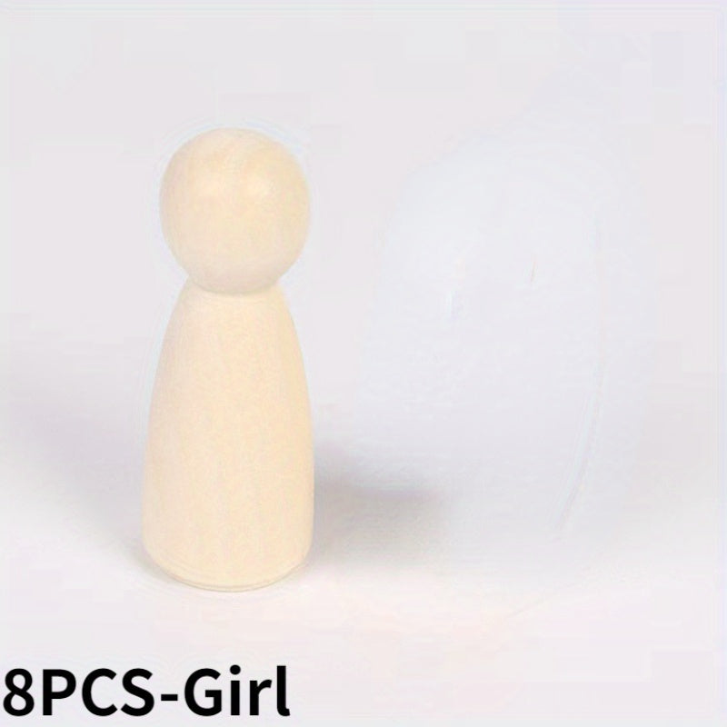 4pcs 8pcs 35MM 1.38IN 15MM 0.59IN Wooden Figures DIY Wooden Dolls