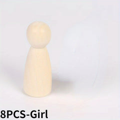 4pcs 8pcs 35MM 1.38IN 15MM 0.59IN Wooden Figures DIY Wooden Dolls