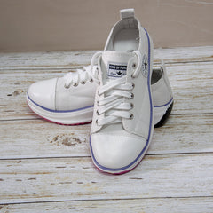 Women's Platform Canvas Shoes Low Top Lace Up Round Toe Casual Shoes