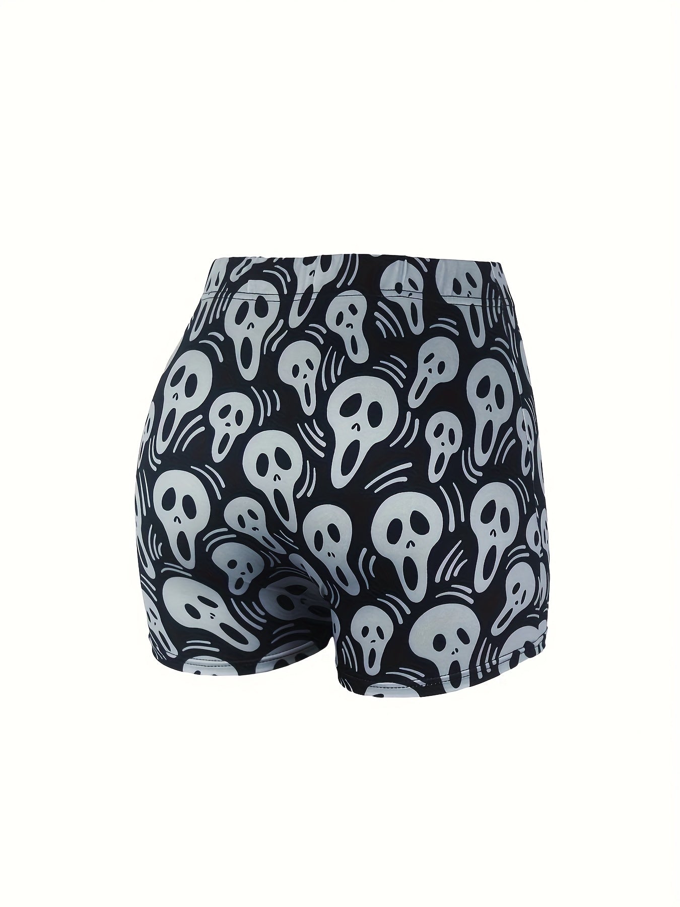 Ghost Print High Rise Skinny Shorts