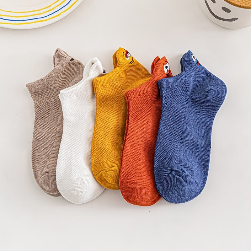5pairs Kids Breathable Sweat Absorption Low Cut Ankle Socks