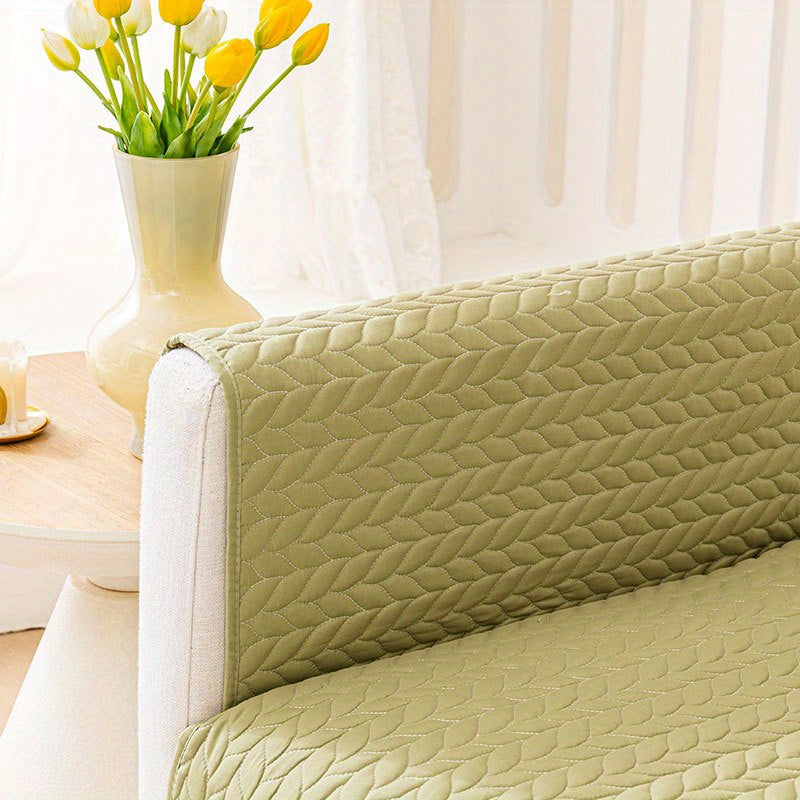 Tree Leaf Embroidered Sofa Cover, Pet-Friendly Fabric Furniture Protector