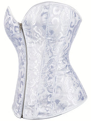 Strapless Zipper Corset Bustier Tummy Control Lace Up Jacquard Shaper