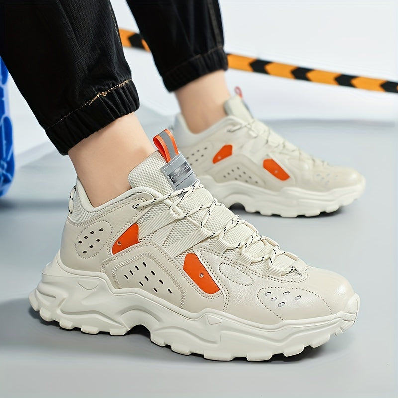 Men's Faux Leather Chunky Sneakers For Gym