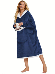 Plush Hooded Night Robe Warm Long Sleeve Robe Women's Sleepwear