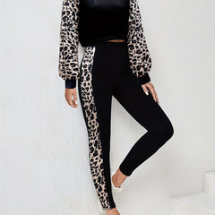 Leopard 2pc Set Long Sleeve T-shirt & Leggings Outfit Women's Clothing