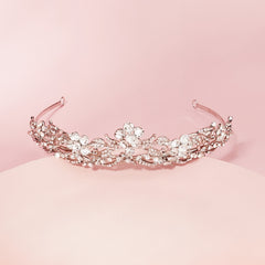 Silver Flower Queen Crowns Crystal Tiara