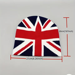 Fashionable Windproof Knit Beanie Hat With UK Flag Embroidery