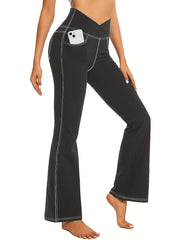 V-Cut Waist Yoga Pant Butt Lifting High Stretch With Pocket Yoga Leggings