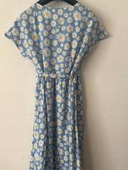 Floral Wrap Belted Dress V Neck Short Sleeve Women's Clothing