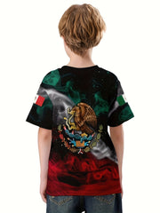 Mexico Flag 3D Print Boys Tee Lightweight Round Nec
