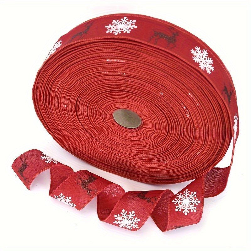 Christmas Burlap Ribbon Snowflake Elk Santa Claus Decoration Ribbon