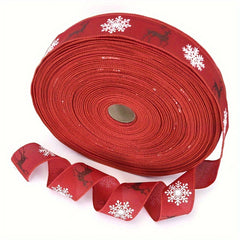 Christmas Burlap Ribbon Snowflake Elk Santa Claus Decoration Ribbon