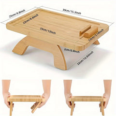 Non Slip Wooden Sofa Tray with Rotating Phone Holder - Armrest Table