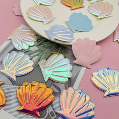 20pcs Iridescent Shell Stickers for Bag Clothing Hair Clip DIY Accessories