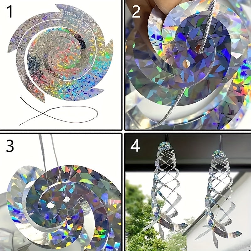 4pcs Bird Repellent Spiral Reflectors Hanging Reflective Deterrent Device