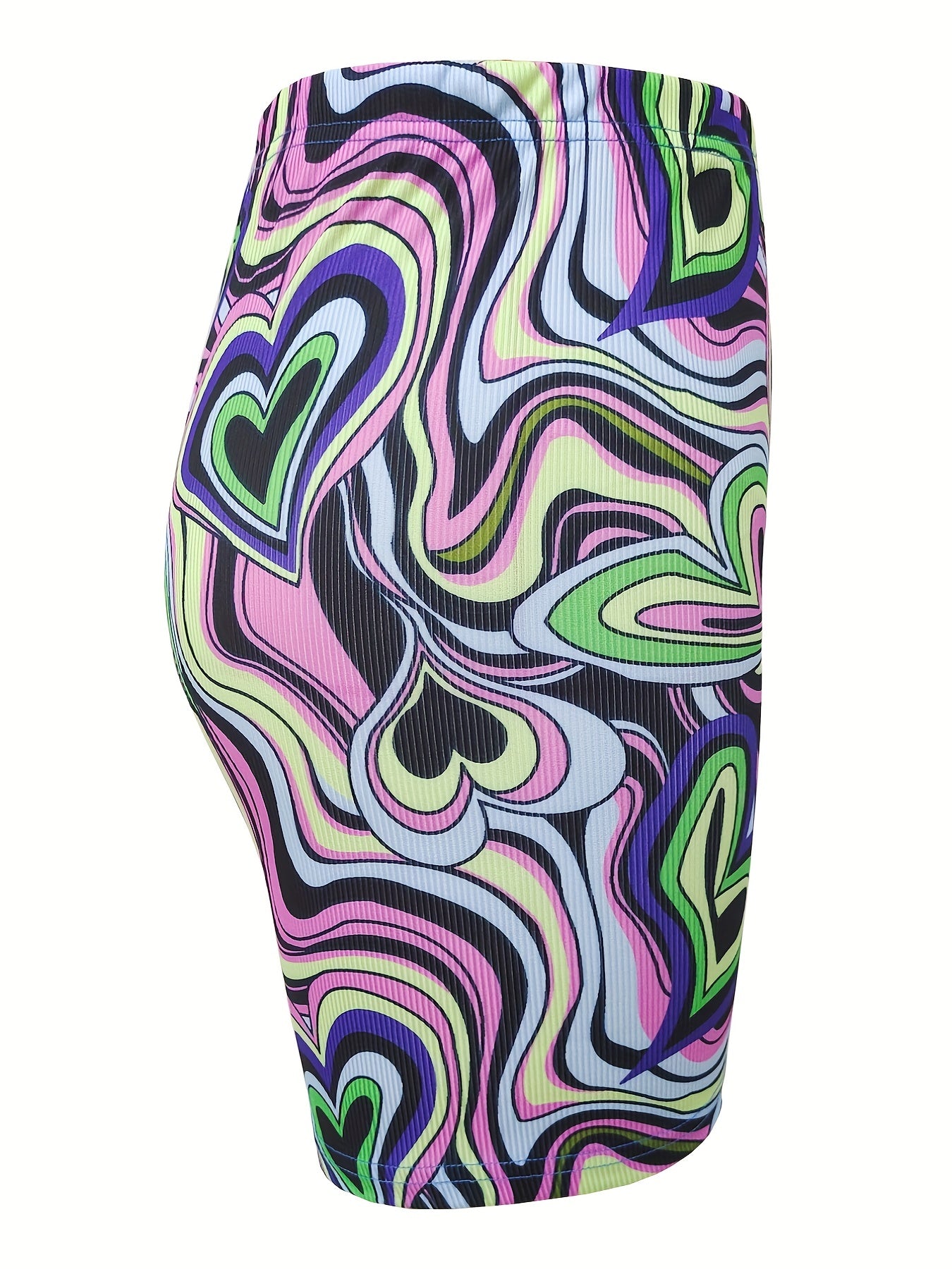 Heart Line Print Running Yoga Shorts High Waist Workout Biker Shorts