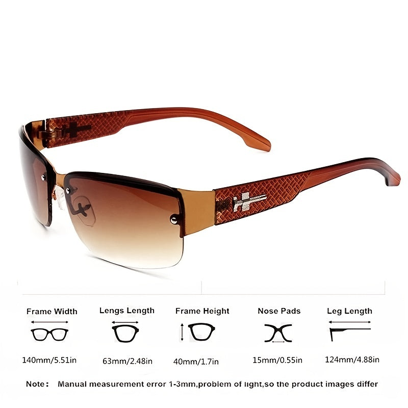 Men's Metal Frameless Copy Sunglasses Square Cycling Sunshade Glasses