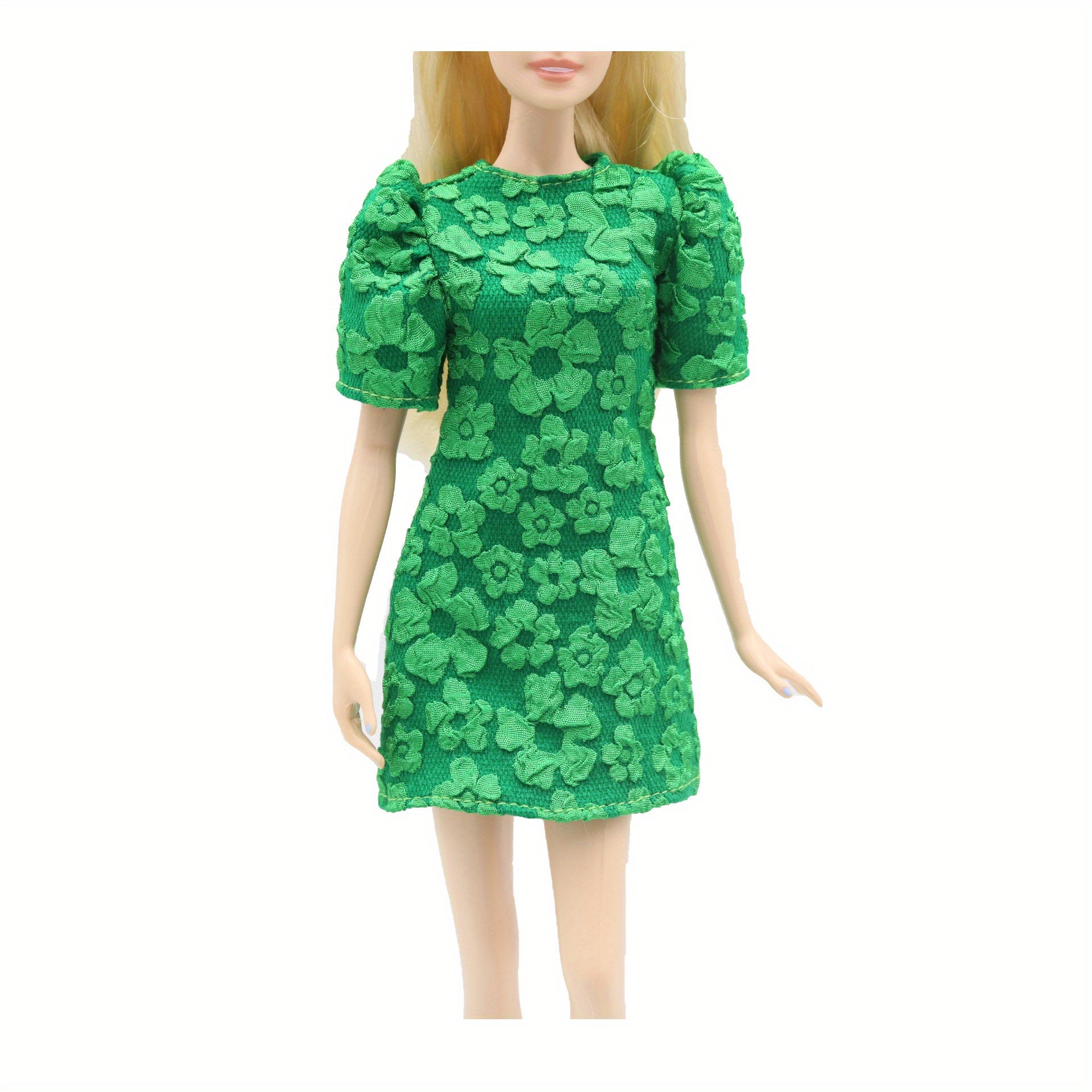 Embossed Petal Puff Sleeve Maxi Dress Supermodel Party Costume
