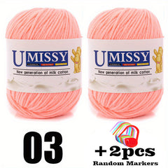 2pcs 50g Cotton Blended Knitting Yarn Soft Yarn For Beginners DIY Yarn