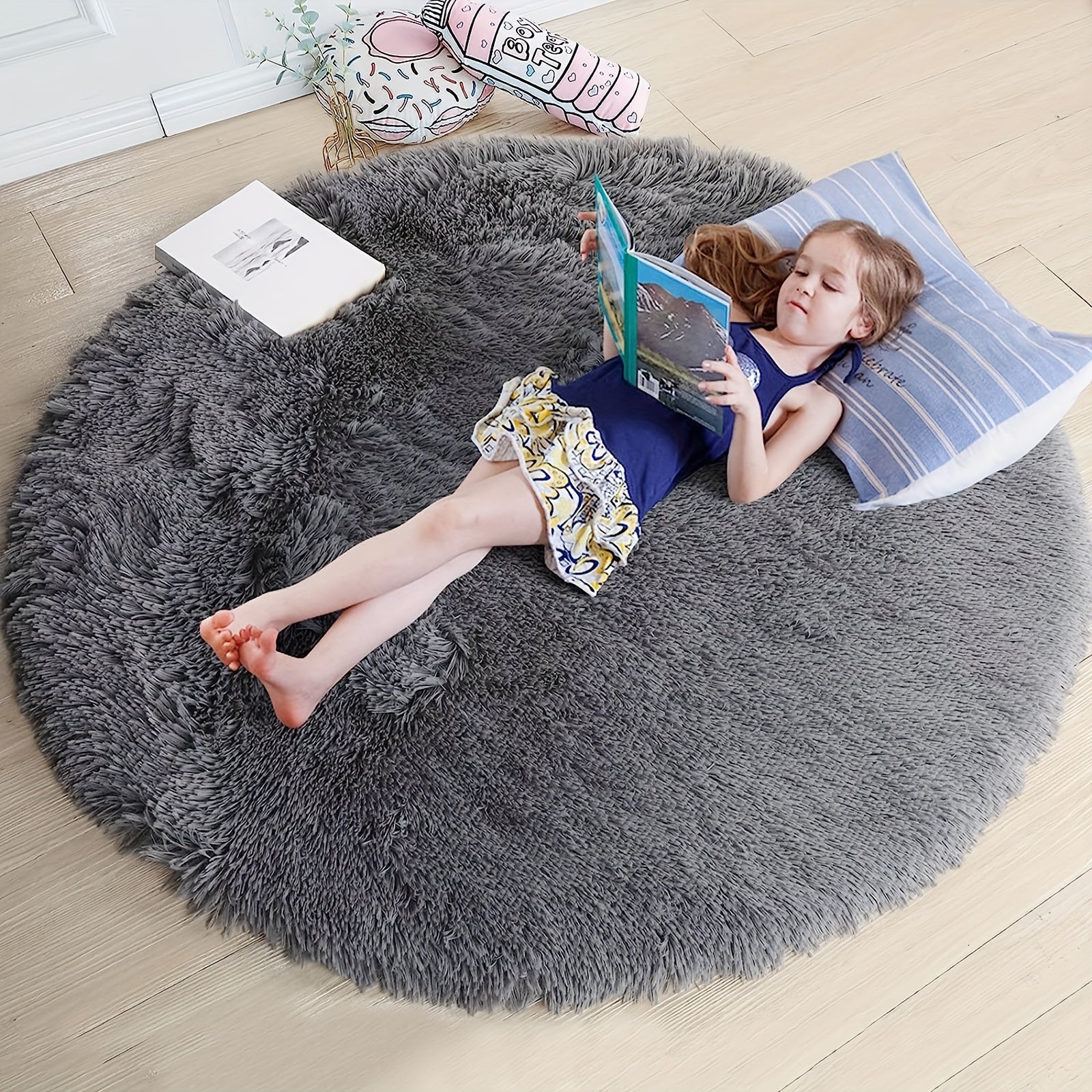 Round Fluffy Bedroom Area Rug Nordic Wool Carpet Living Room Sofa Blanket