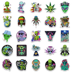 50 Alien PVC Graffiti Cartoon Waterproof Stickers for Phone Luggage Notebook