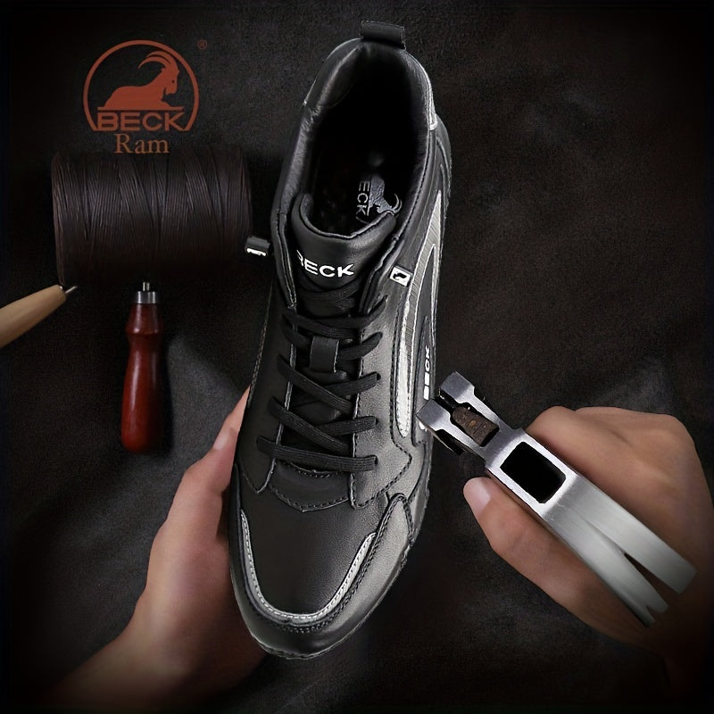 Men's Block Leather High Top Sneaker Waterproof Shoes