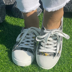 Stripe Butterfly Pattern Flat Shoes Women's Shallow Mouth Casual Shoes