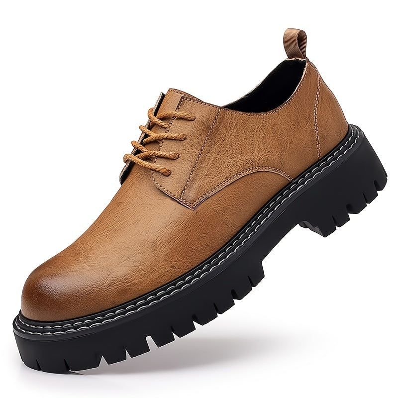 Men's Leather Lace Up Formal Dress Shoes Round Toe Oxford Shoes