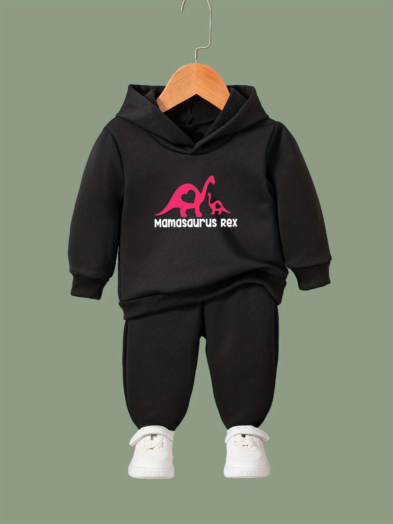 Dino Pattern Hooded Sweatshirt Girls Hoodies & Sweatpants