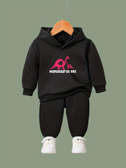 Dino Pattern Hooded Sweatshirt Girls Hoodies & Sweatpants