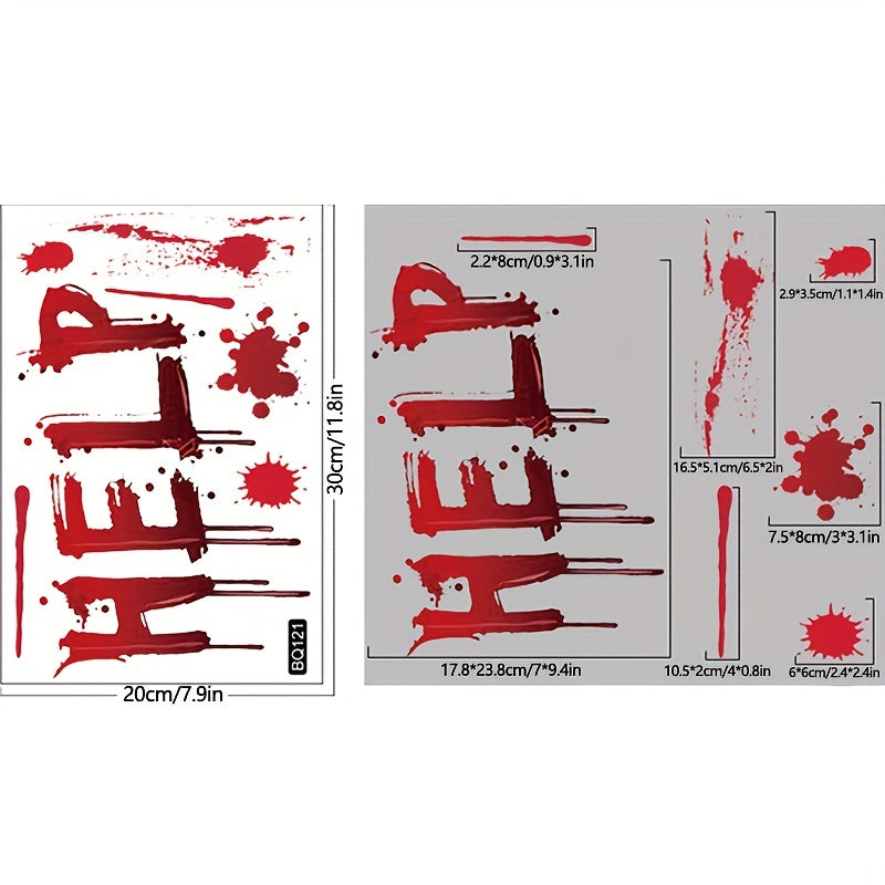 Scary Halloween Window Clings Horror Blood Handprints Footprints Stickers