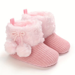 Furry Ball Baby Girls Comfort Boots Soft Warm Plus Fleece Boots