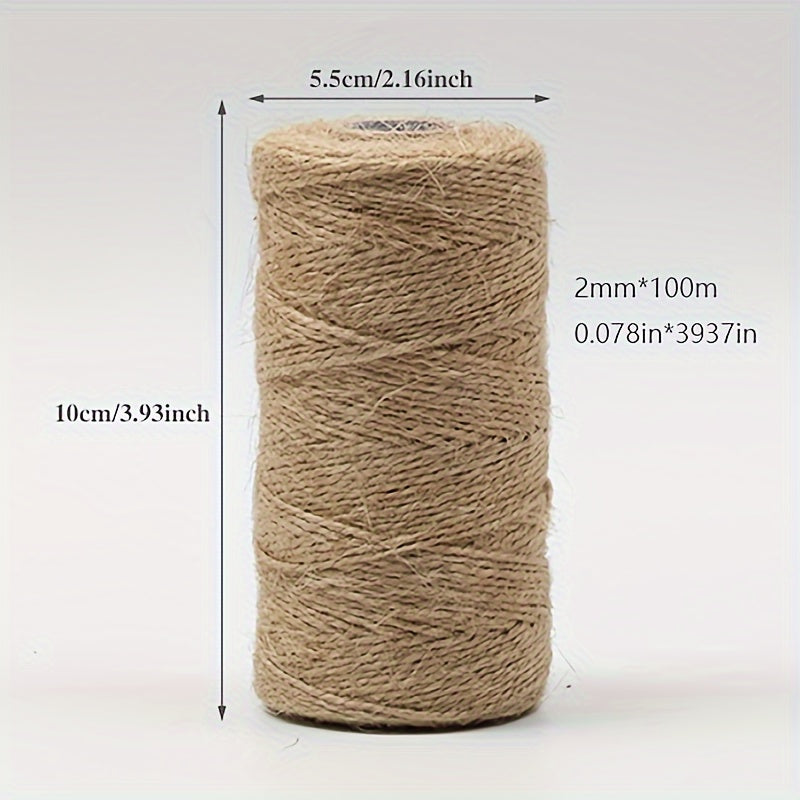100m 2mm Jute Rope Twine DIY Craft Decoration Packaging Bundle Bottle Jar Wrappi