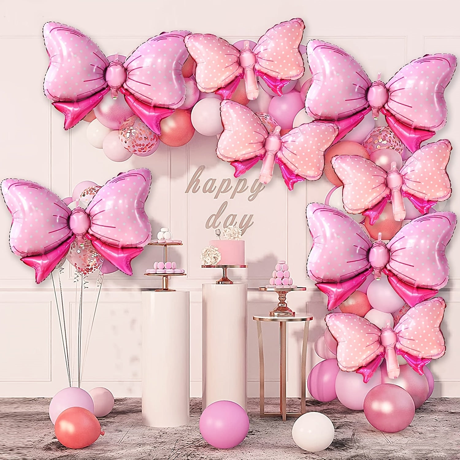 Pink Bow Balloon Girl Party Decoration Large Bow Aluminum Foil Balloon