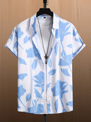 Abstract Print Men's Short Sleeve Shirt for Summer Vacation