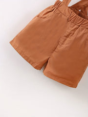 Baby Boys Preppy Style Outfit Graphic Shirt & Suspender Shorts