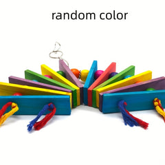 Colorful Wooden Block Parrot Toy Swing Chew Toy