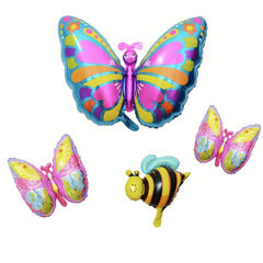 4pcs Butterfly Bee Children's Party Balloons Garden Decor
