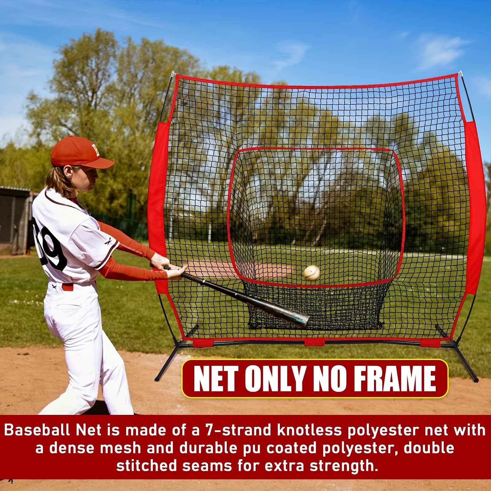 Baseball & Softball Replacement Net 7 Strand Heavy Duty Knotless Polyester