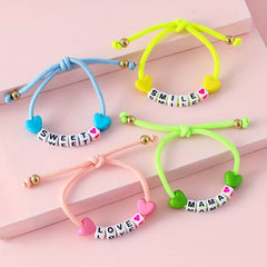 4pcs Girls Luminous Letter Beads Bracelet Adjustable Bracelet Kids Accessories