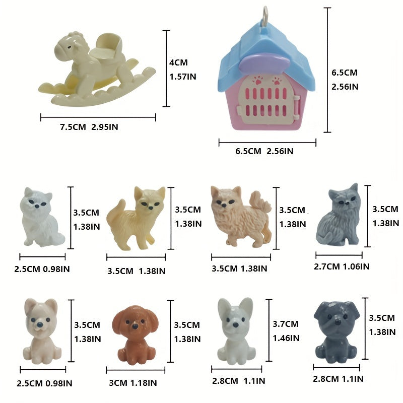Children's Playhouse Toy Scene Puppy Kitten Pet DIY Toy Set